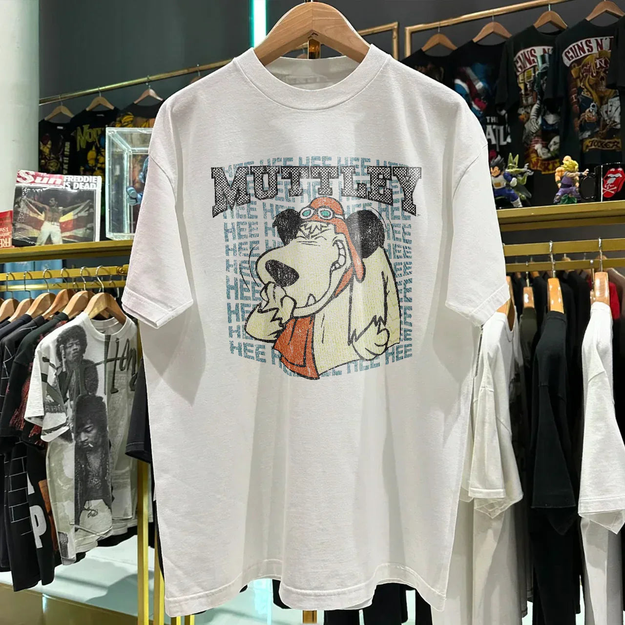 1994 WACKY RACES 'MUTTLEY' DARSTARDLY RARE WASHED WHITE T-SHIRT