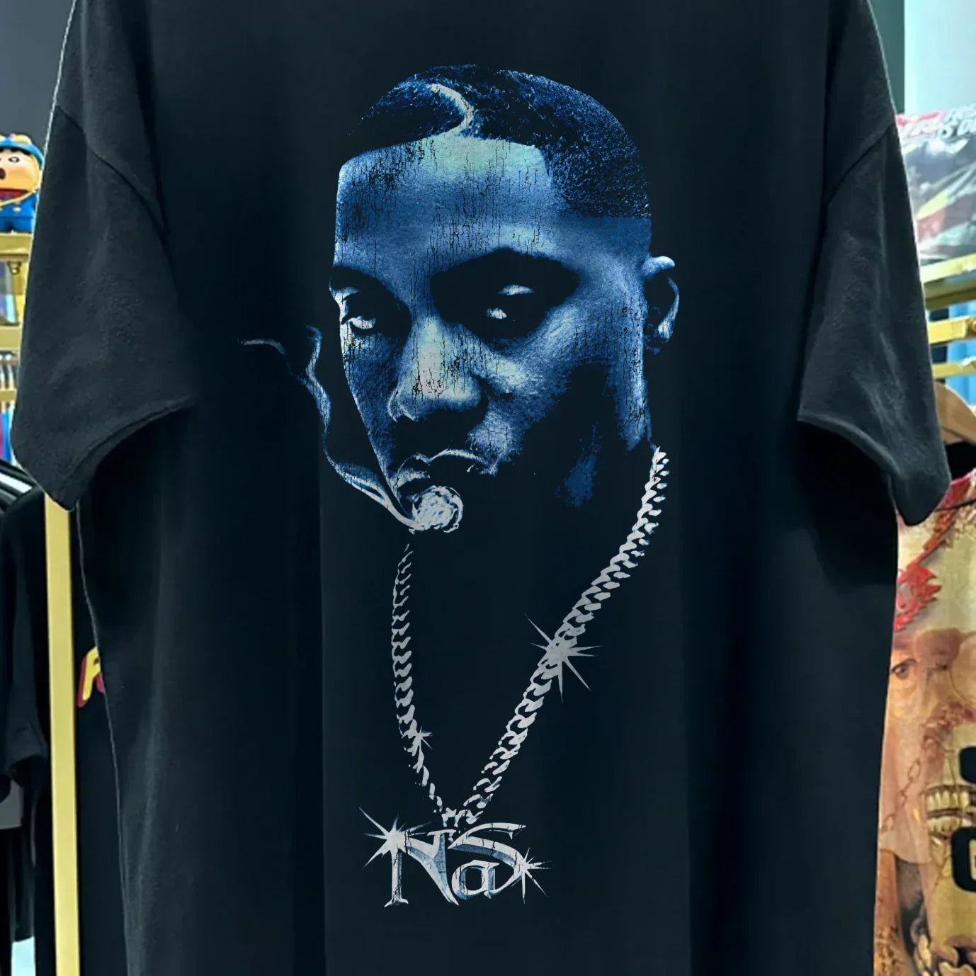 90s NAS 'GODS SON' RARE WASHED BLACK T-SHIRT