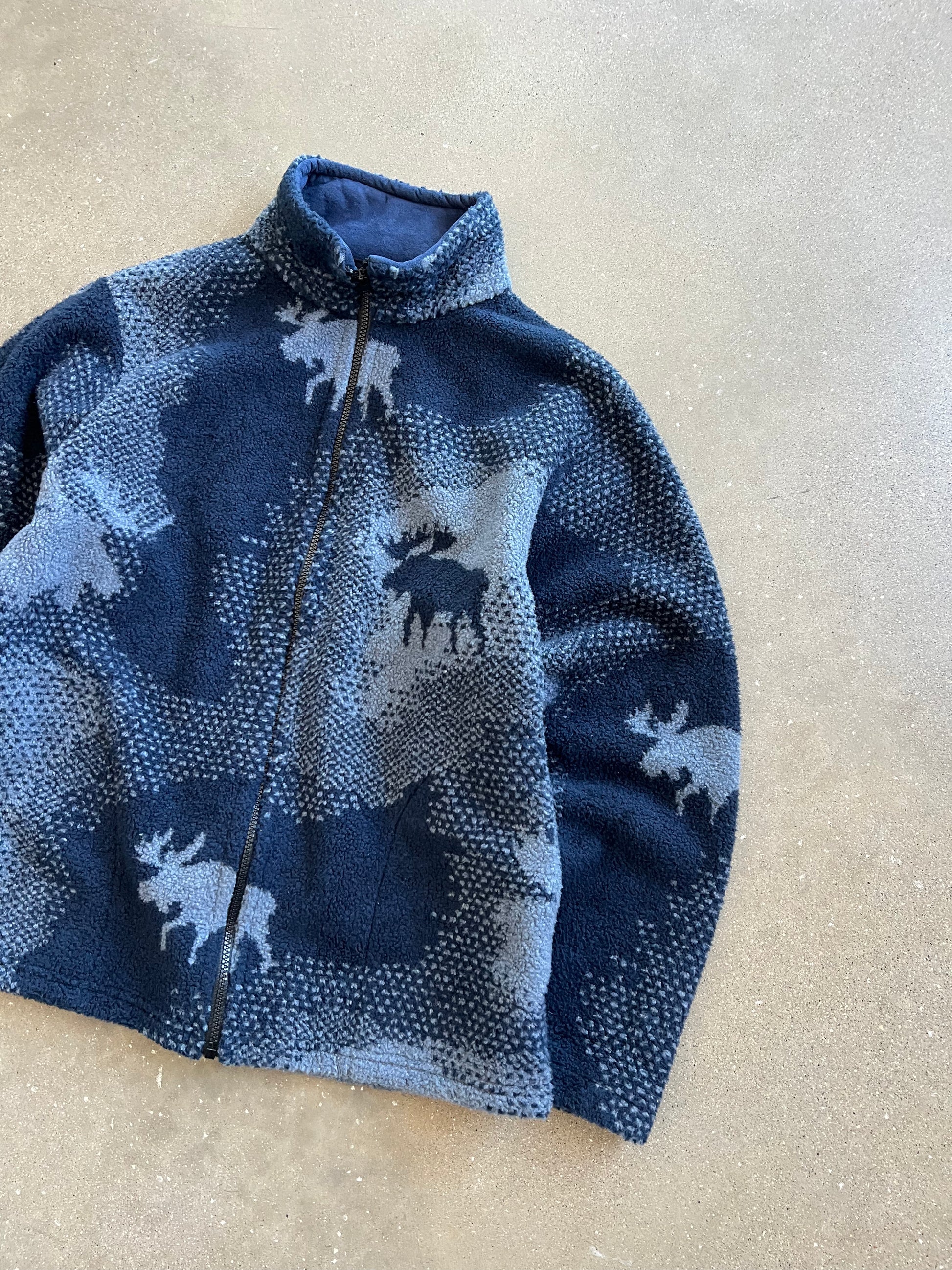 Vintage Blue Deer Fleece Zip Up™